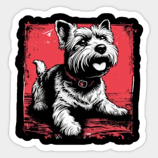 Retro Art Cairn Terrier Dog Lover Sticker